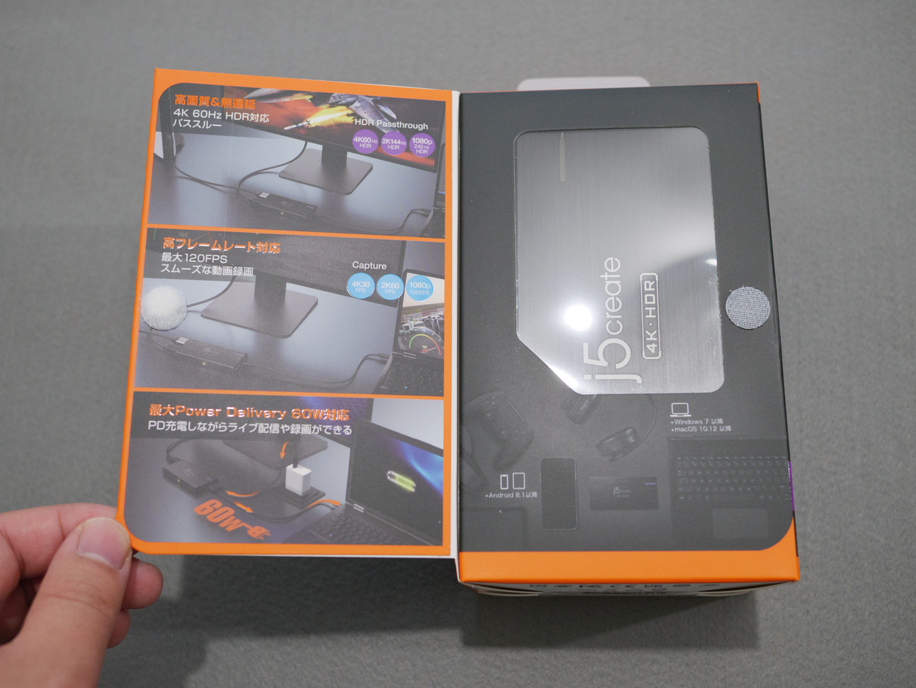 外箱正面はこのように開きます